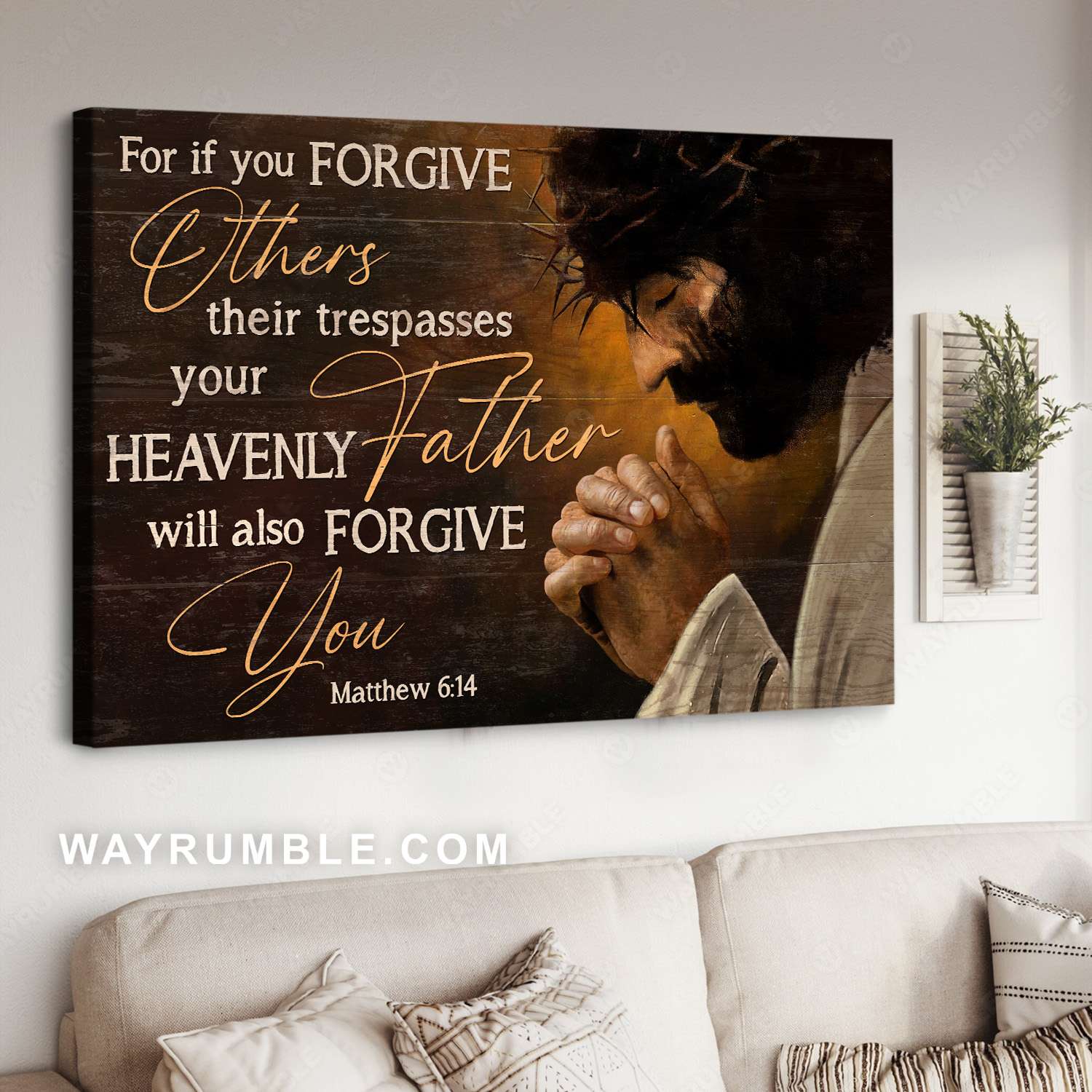Jesus pray, Thorn crown, Jesus painting, You forgive others Father forgive you - Jesus Landscape Canvas Prints, Christian Wall Art