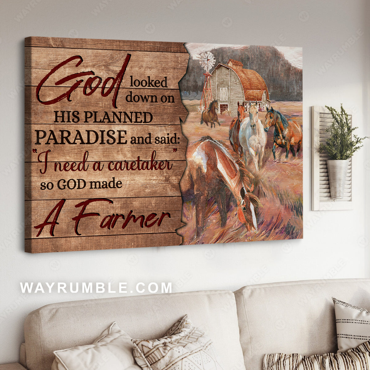Dream horse drawing, Peace rice field, So God made a farmer - Jesus Landscape Canvas Prints, Christian Wall Art