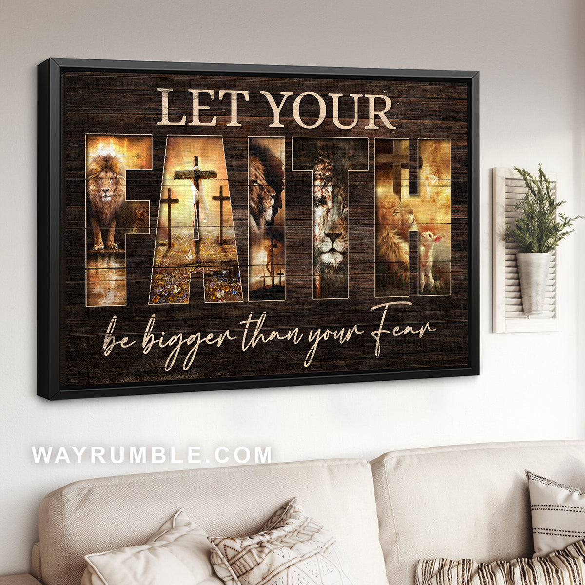 The symbol of Jesus, Stunning sunset, Let your faith be bigger than your fear - Jesus Landscape Canvas Prints, Home Decor Wall Art