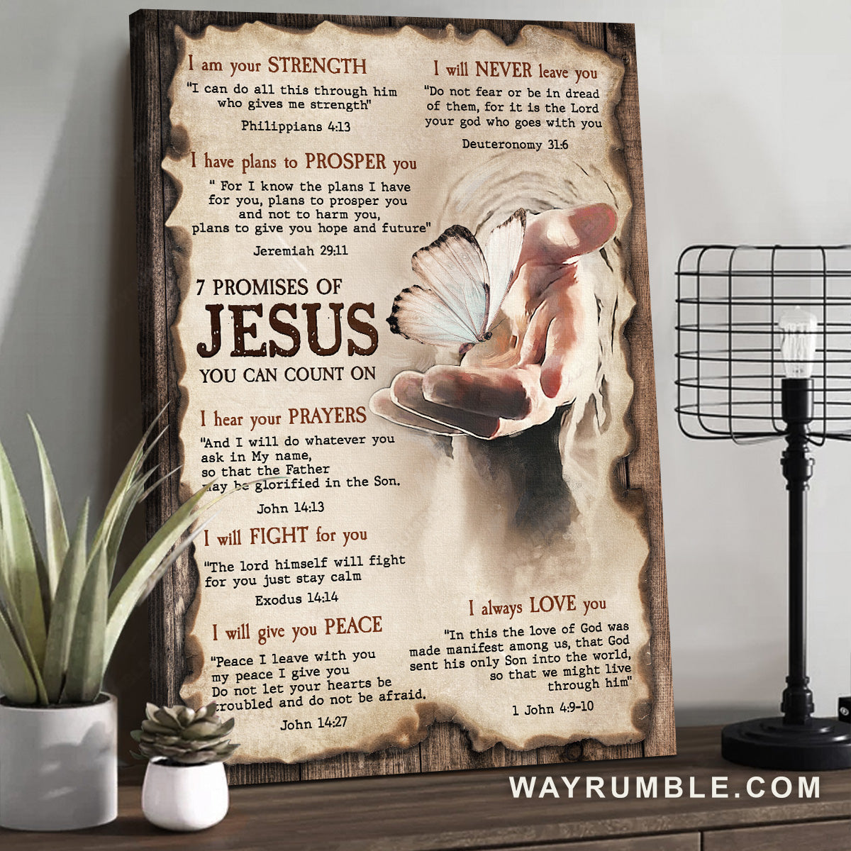 God hands, White butterfly, Seven promises of Jesus - Jesus Portrait Canvas Prints, Christian Wall Art