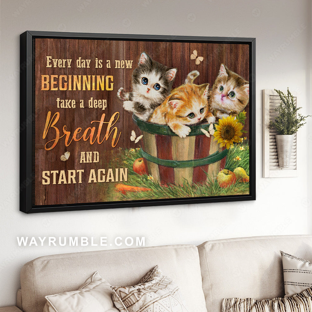 Little cat painting, Green garden, Butterfly, Every day is a new beginning - Jesus Landscape Canvas Prints, Christian Wall Art
