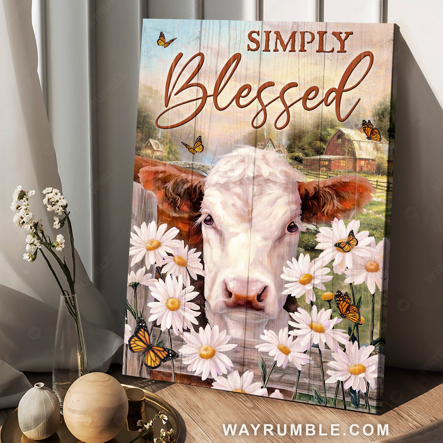 Lovely farm, Daisy fence, Pretty sunset painting, Simply blessed - Jesus Portrait Canvas Prints, Home Decor Wall Art