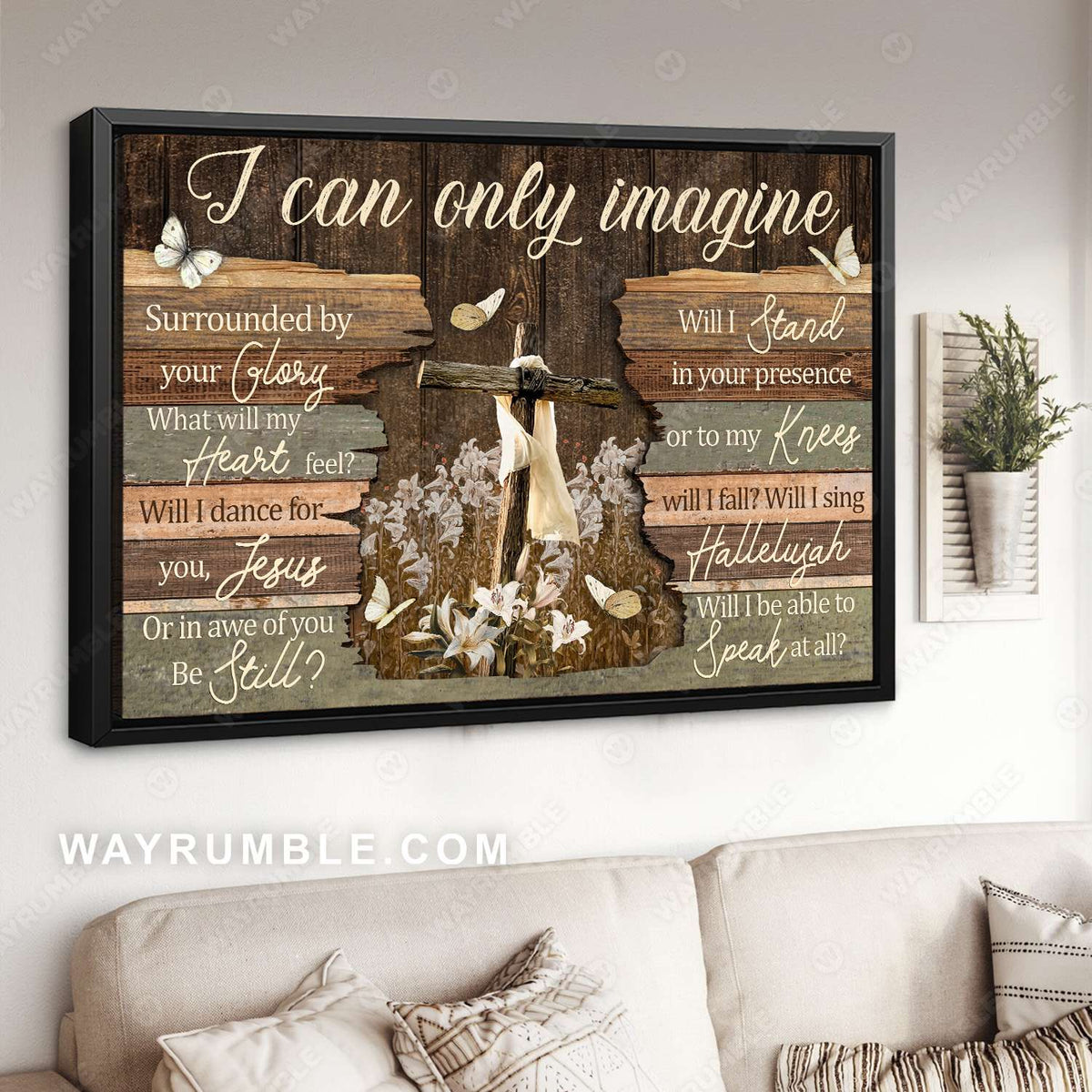 Cross symbol, Lily field, White butterfly, I can only imagine - Jesus Landscape Canvas Prints, Christian Wall Art