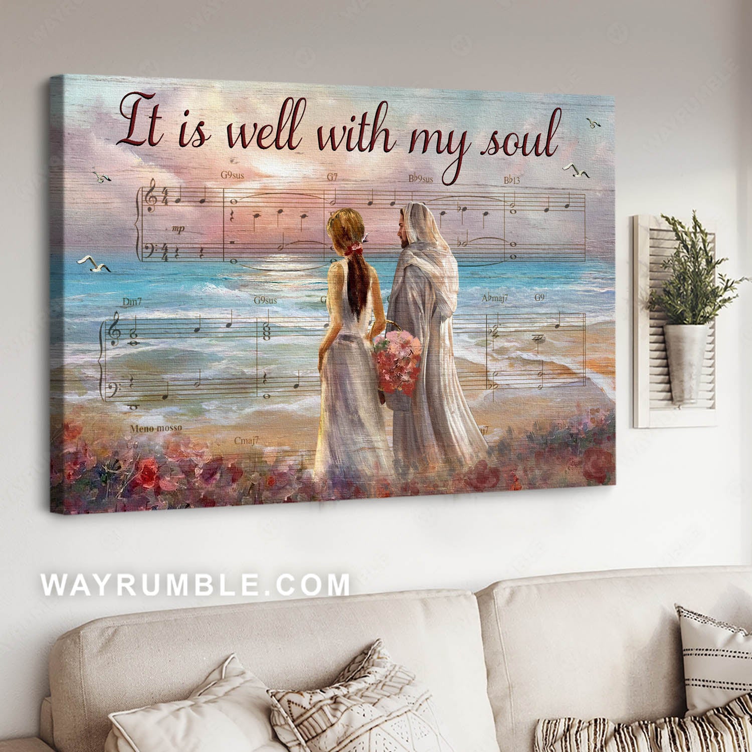 Jesus painting, Beautiful woman, Blue ocean, Abstract flower, It is well with my soul - Jesus Landscape Canvas Prints, Christian Wall Art