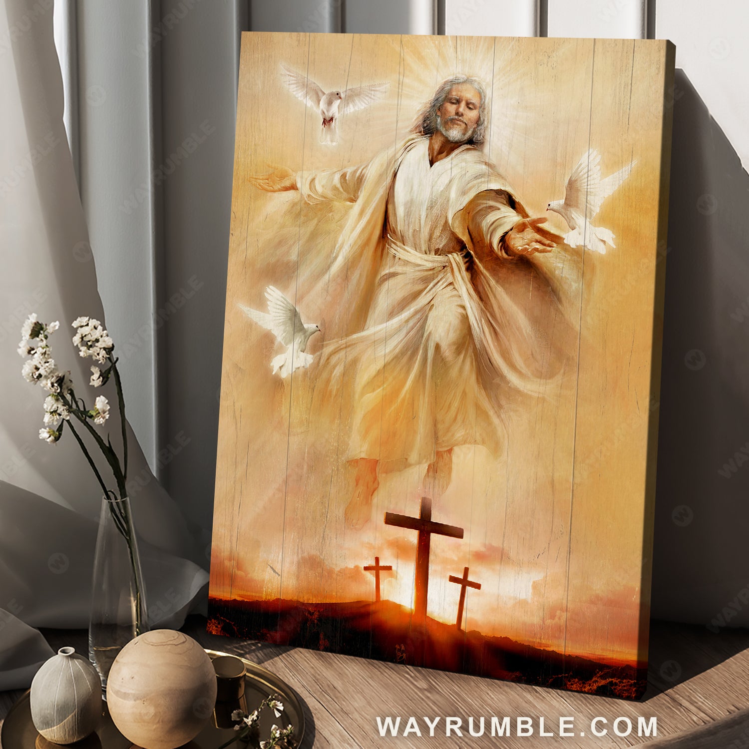 Amazing Jesus painting, Pretty dove drawing, Orange sunset - Jesus Portrait Canvas Prints, Christian Wall Art