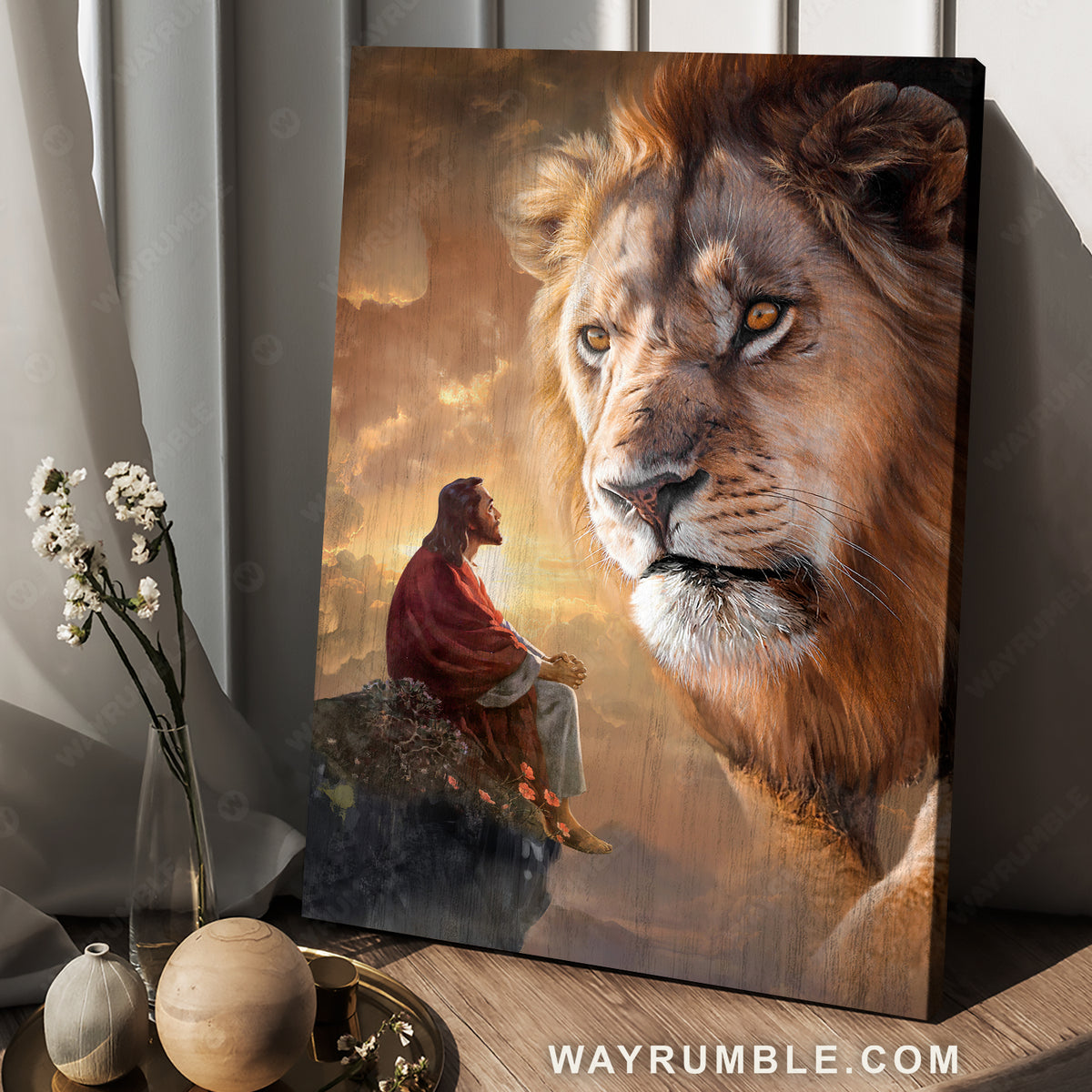 Face to face, Awesome lion of Judah, Jesus drawing, Walking with Jesus - Jesus Portrait Canvas Prints, Home Decor Wall Art