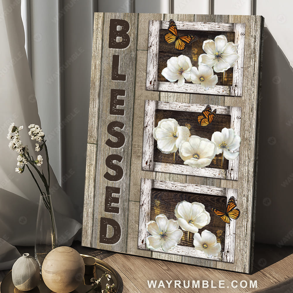 Poppy flower drawing, Small window, Pretty butterfly, Blessed - Jesus Portrait Canvas Prints, Christian Wall Art