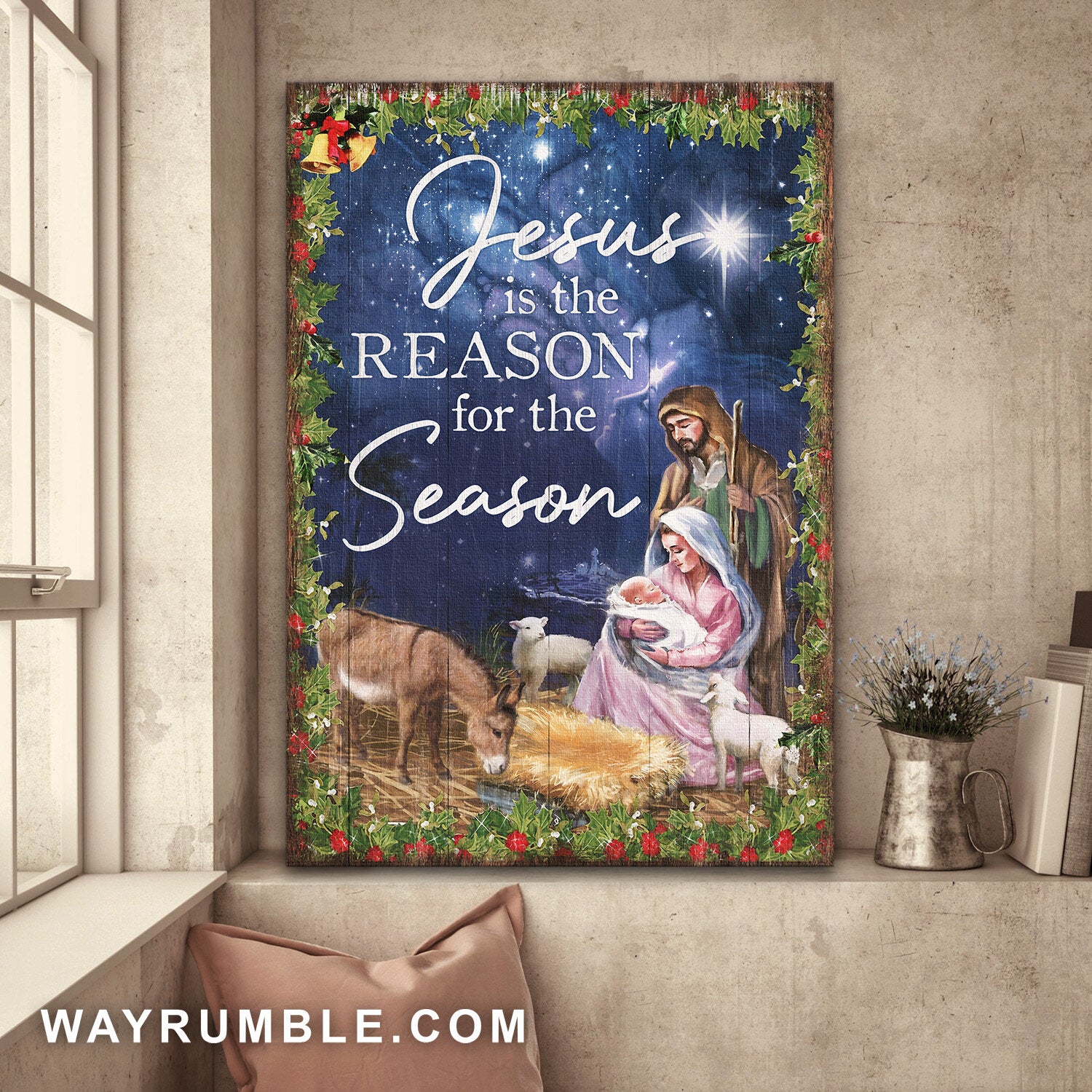Maria, Christmas Eve, Jesus is a reason for the season - Jesus Portrait Canvas Prints, Wall Art