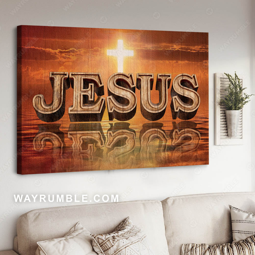 The cross light, Jesus reflection - Jesus Landscape Canvas Prints, Christian Wall Art