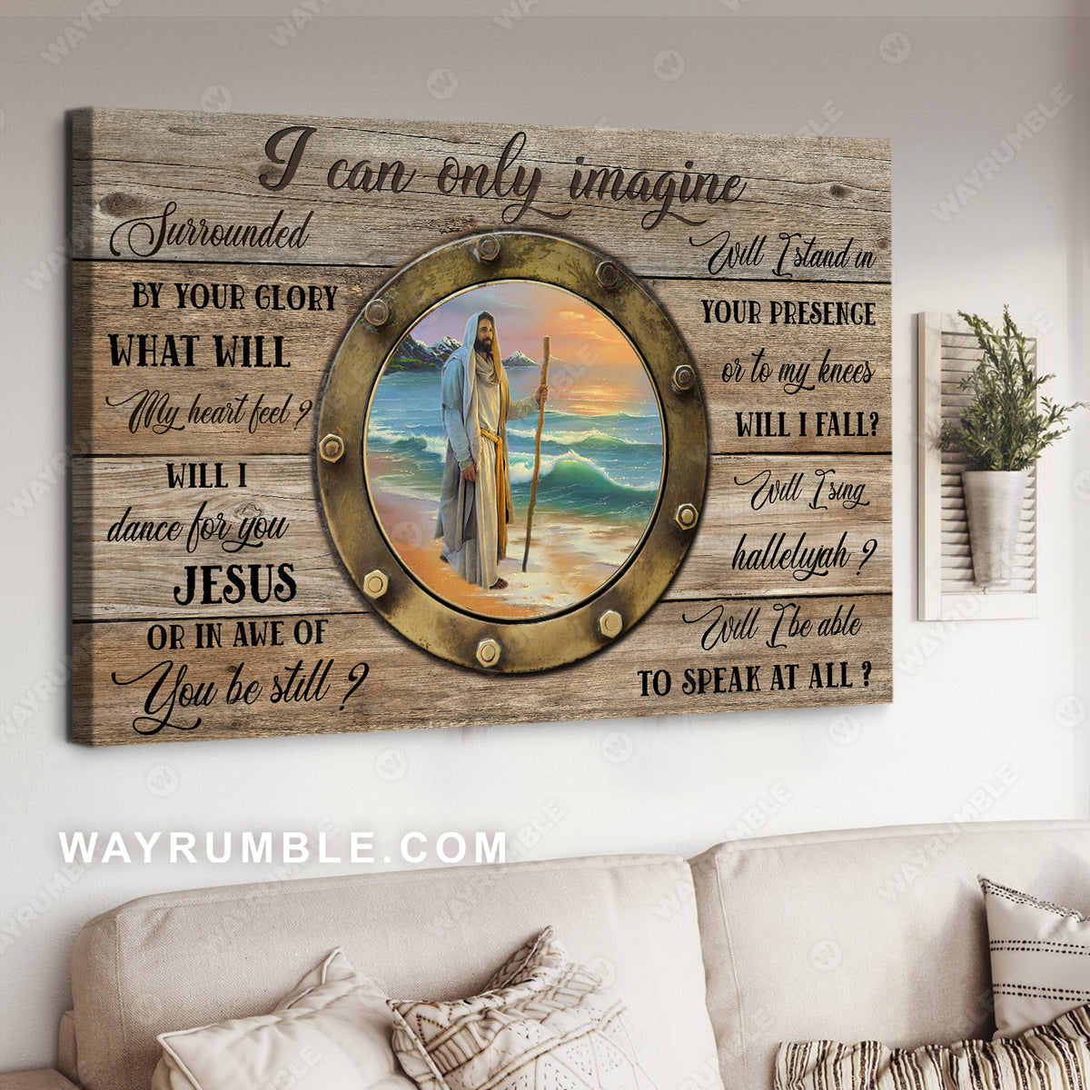 Jesus painting, Walking with Jesus, On the beach, I can only imagine - Jesus Landscape Canvas Prints, Christian Wall Art