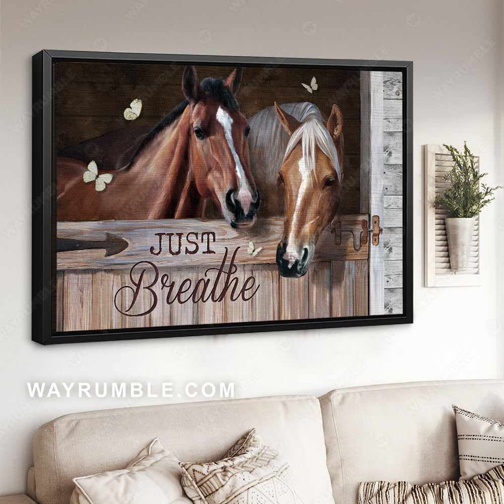 Brown horse, Horse artwork, White butterfly, Just breathe - Jesus Landscape Canvas Prints, Christian Wall Art