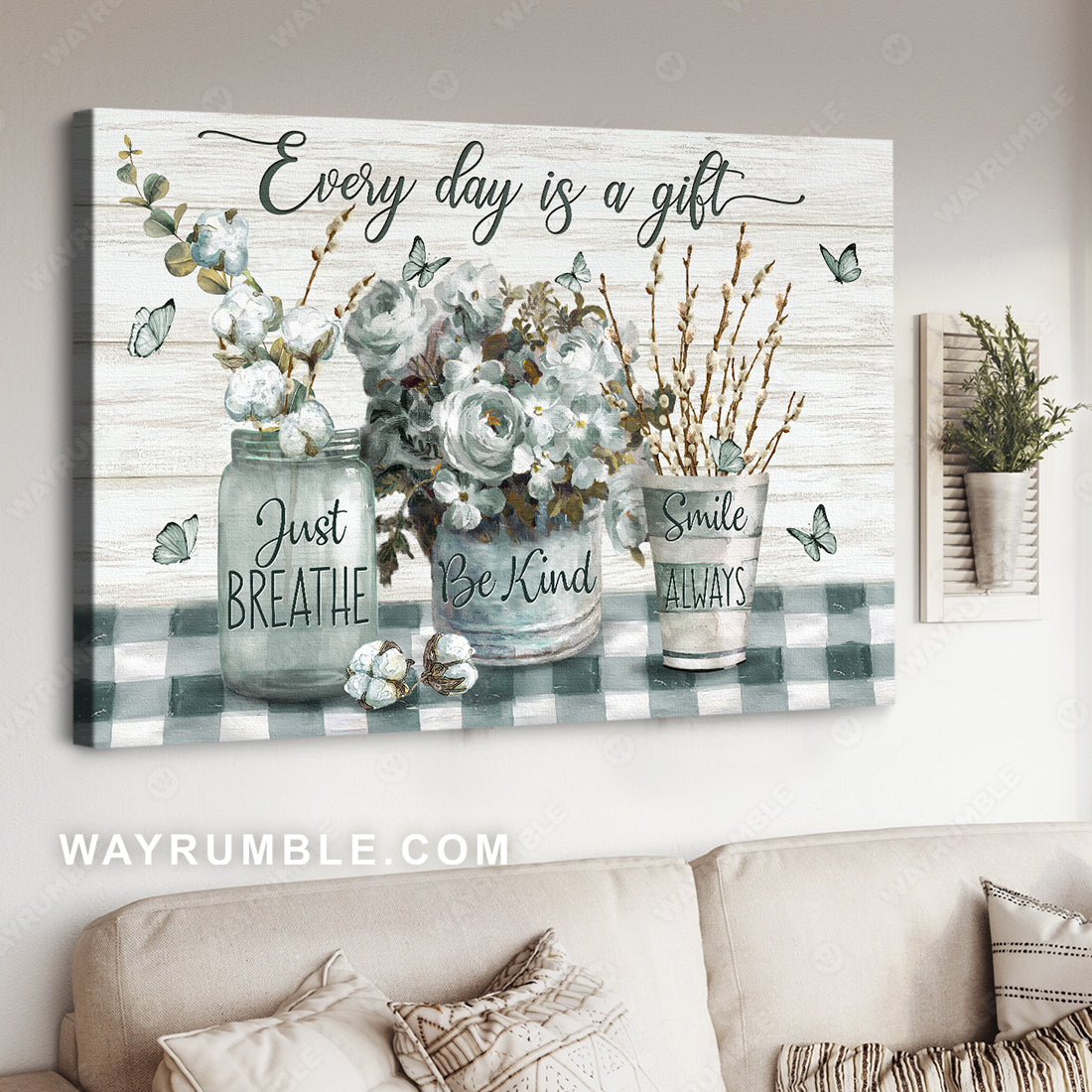 Cotton flower, Unique rose, Butterfly, Every day is a gift - Jesus Landscape Canvas Prints, Christian Wall Art
