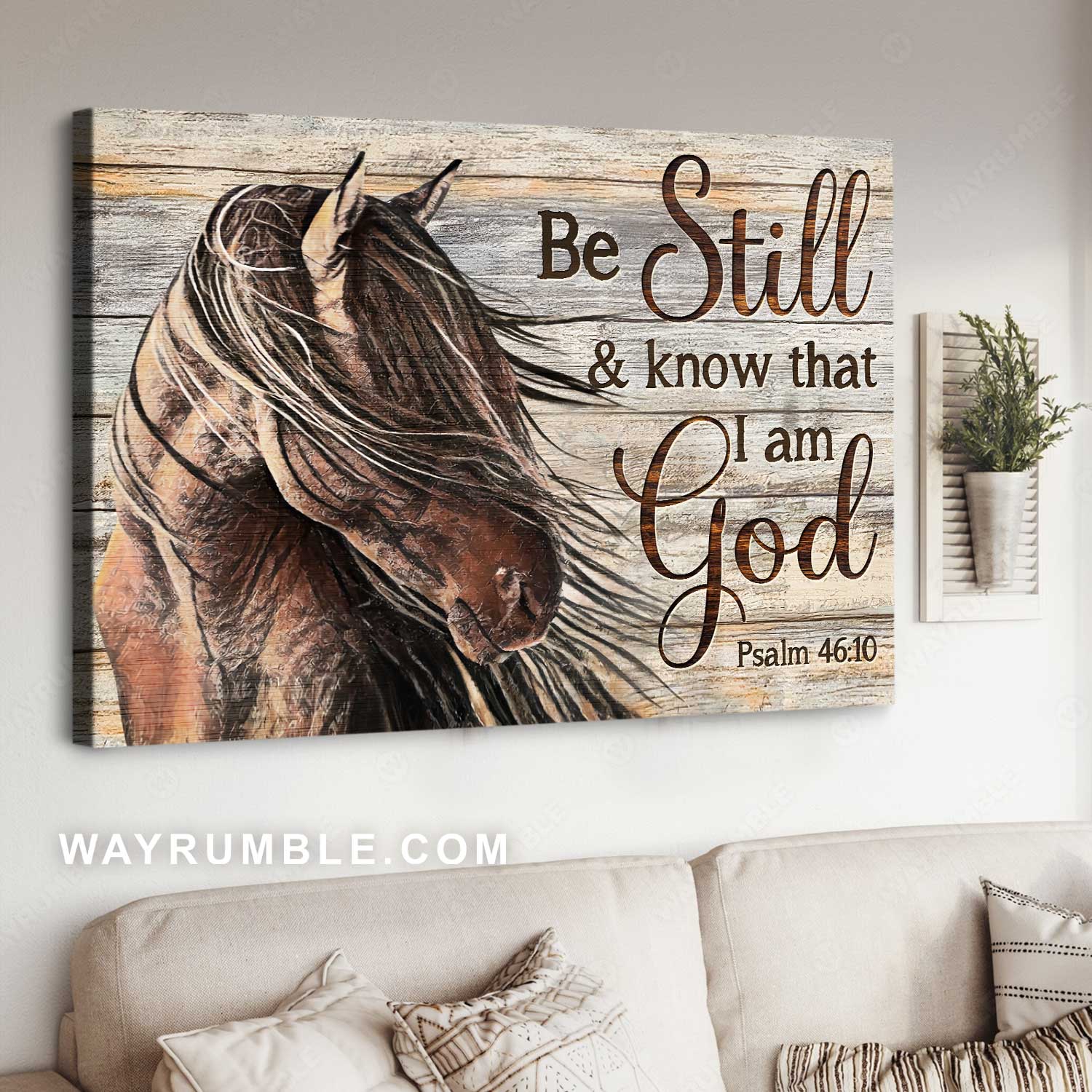 Watercolor painting, Gift for horse lover, Be still and know that I am God - Jesus Landscape Canvas Prints, Home Decor Wall Art