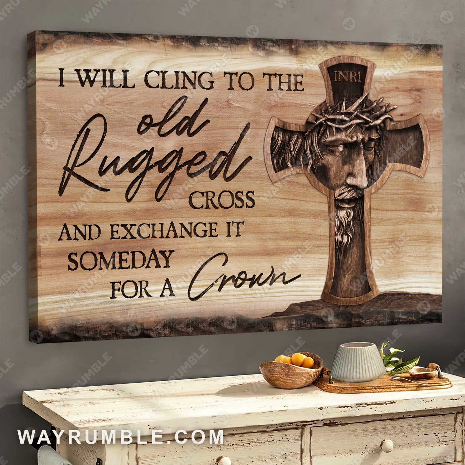 Jesus painting, The cross, I'll cling to the old rugged cross and exchange it someday for a crown - Jesus Landscape Canvas Prints, Wall Art