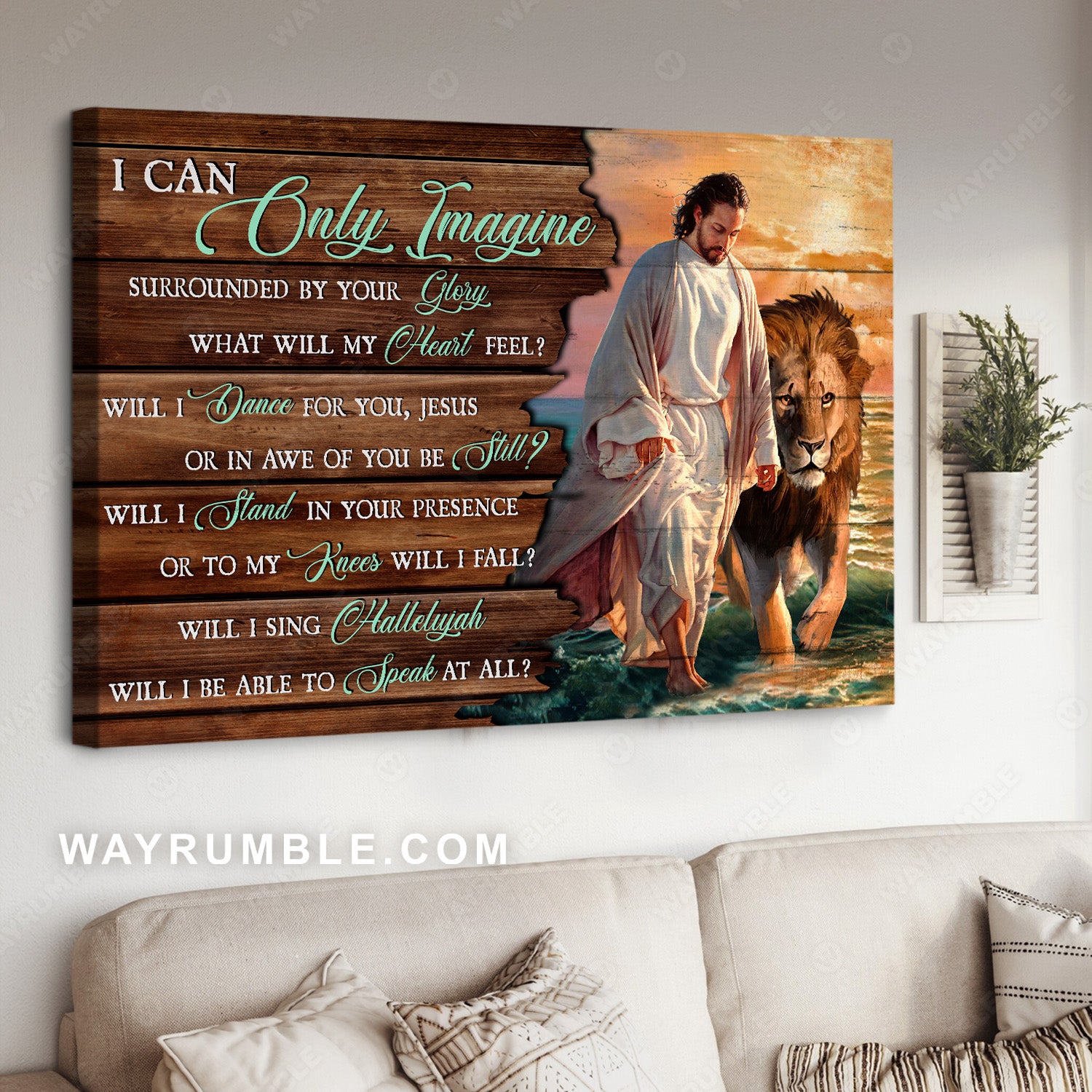 Colorful sunset, Lion painting, Walking with Jesus, I can only imagine - Jesus Landscape Canvas Prints, Home Decor Wall Art