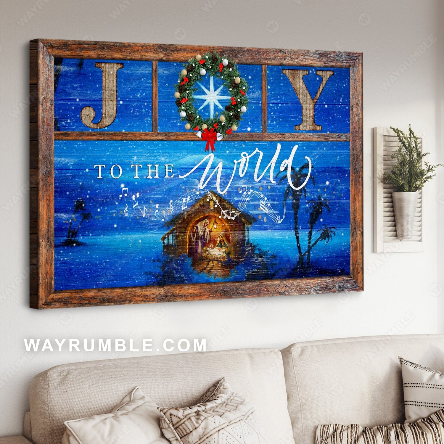Christmas theme, The birth of Jesus, Winter night, Joy to the world - Jesus Landscape Canvas Prints, Wall Art