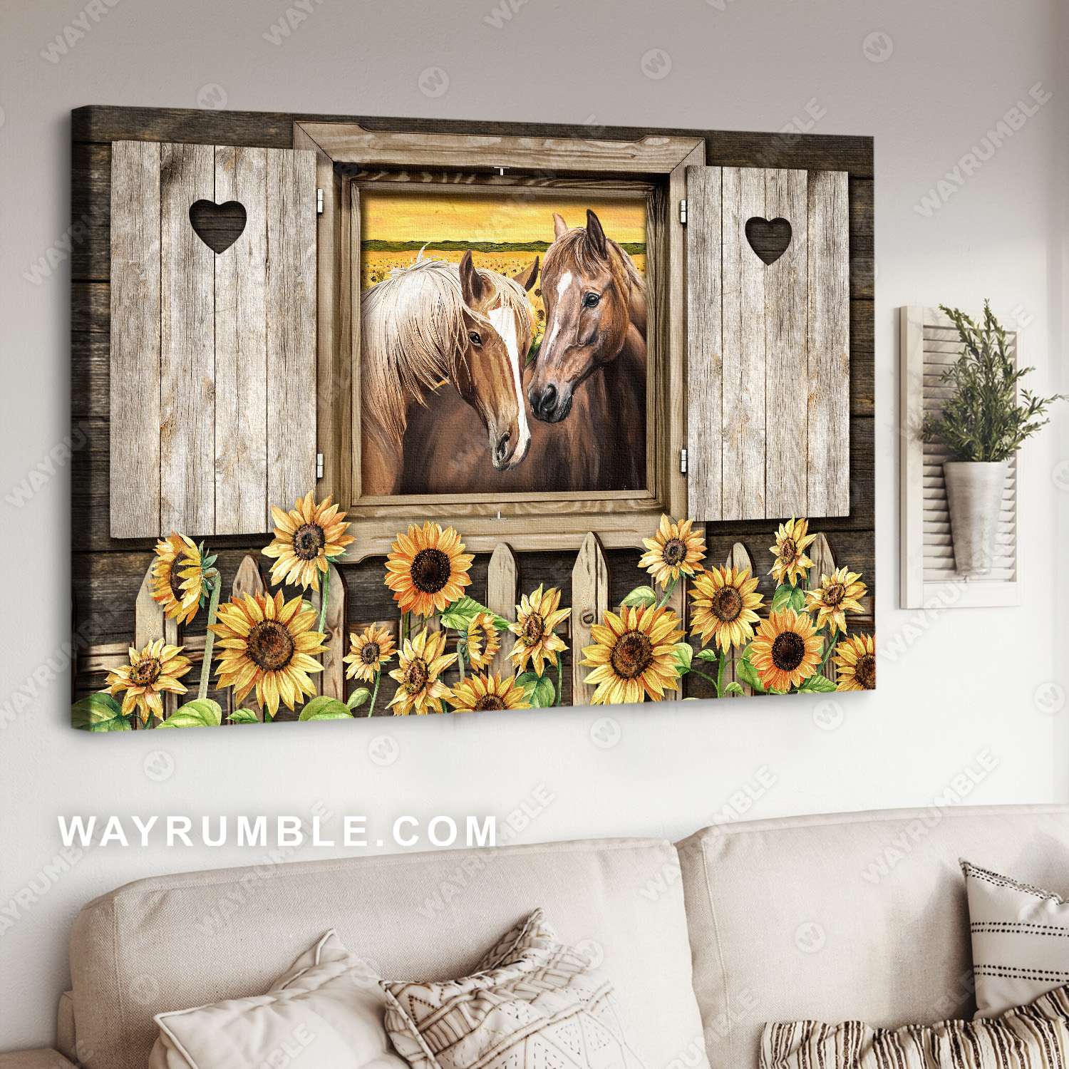 Horse painting, Wooden window, Sunflower garden, A lovely couple - Jesus Landscape Canvas Prints, Christian Wall Art
