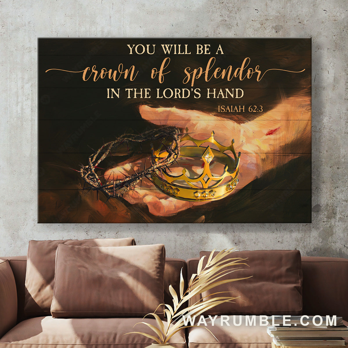 Jesus hand, Crown of thorn, Gold crown, Crown of splendor - Jesus Landscape Canvas Prints, Christian Wall Art