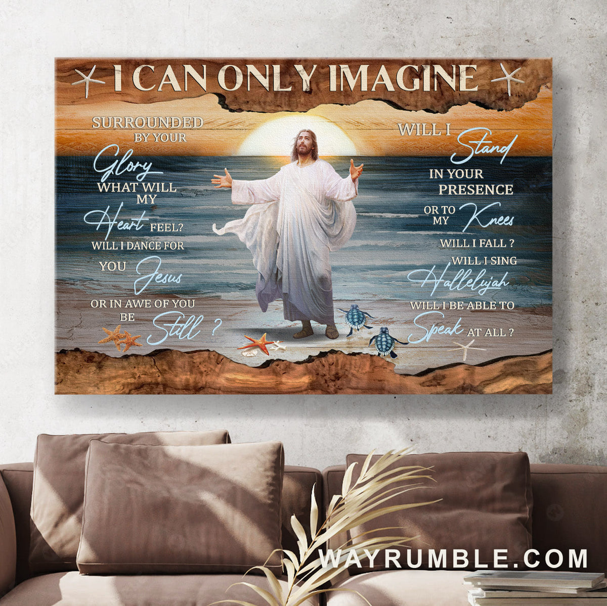 Jesus painting, Sunrise on the sea, I can only imagine - Jesus Landscape Canvas Prints, Wall Art