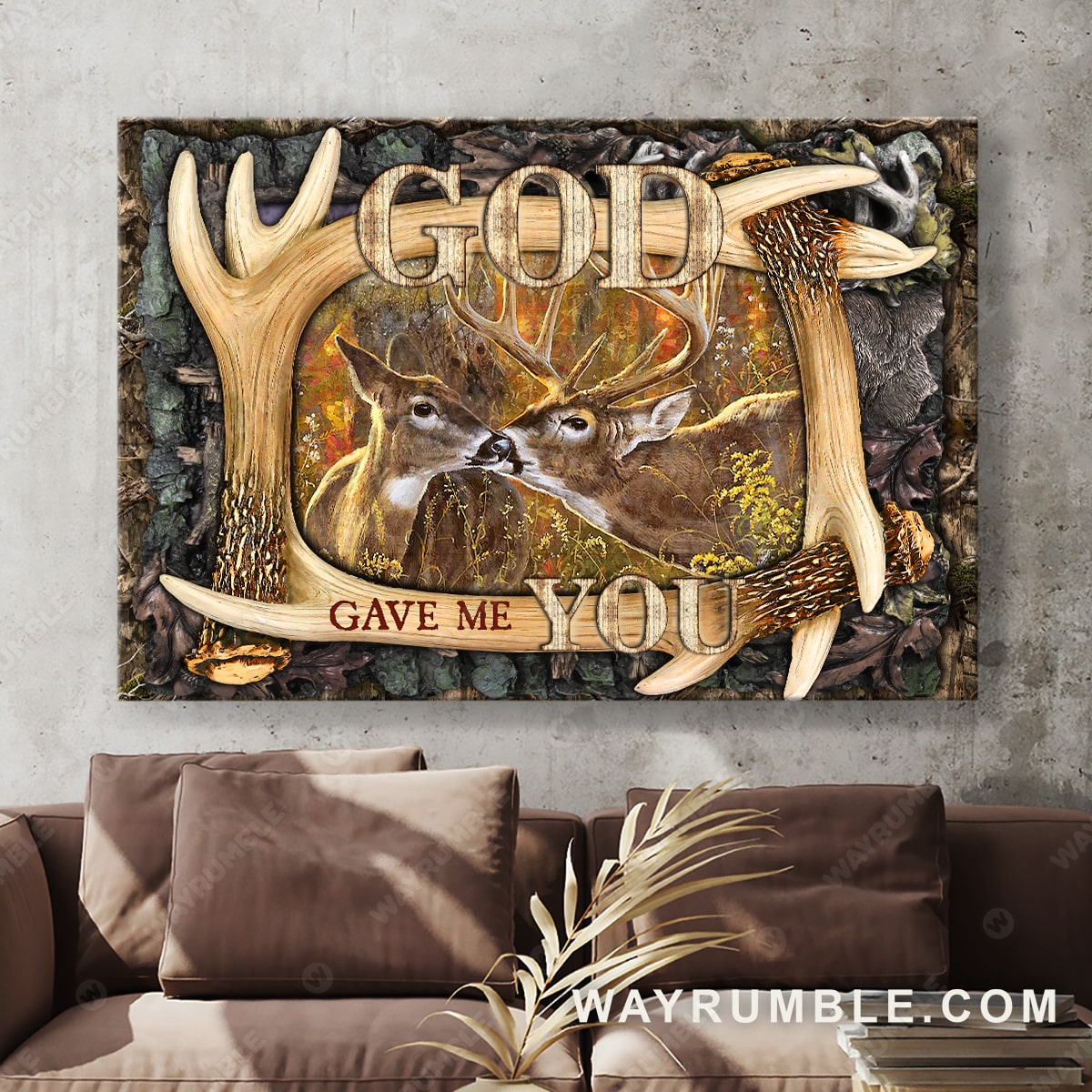 Deer painting, In the forest, God gave me you - Jesus Landscape Canvas Prints, Christian Wall Art