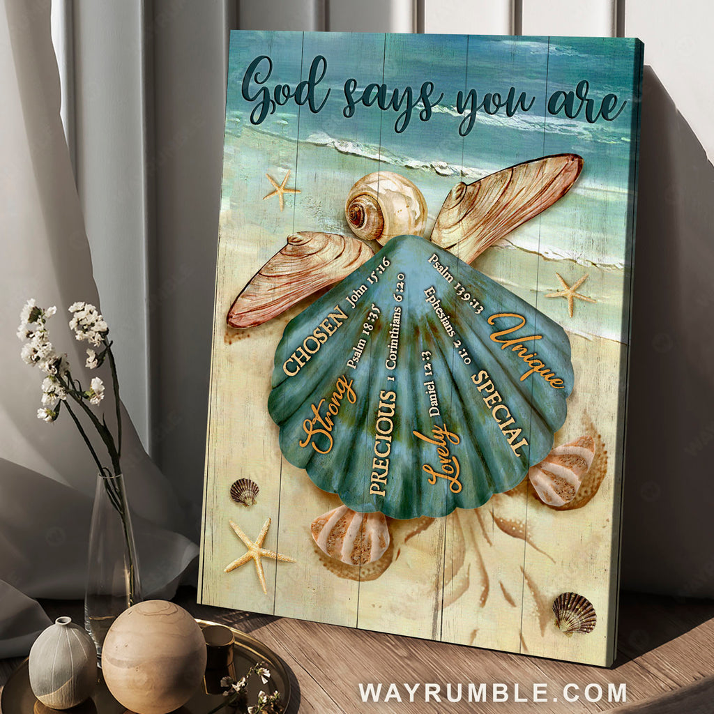 Seashell art, Types of seashell, Sea turtle, God says you are lovely - -  Wayrumble