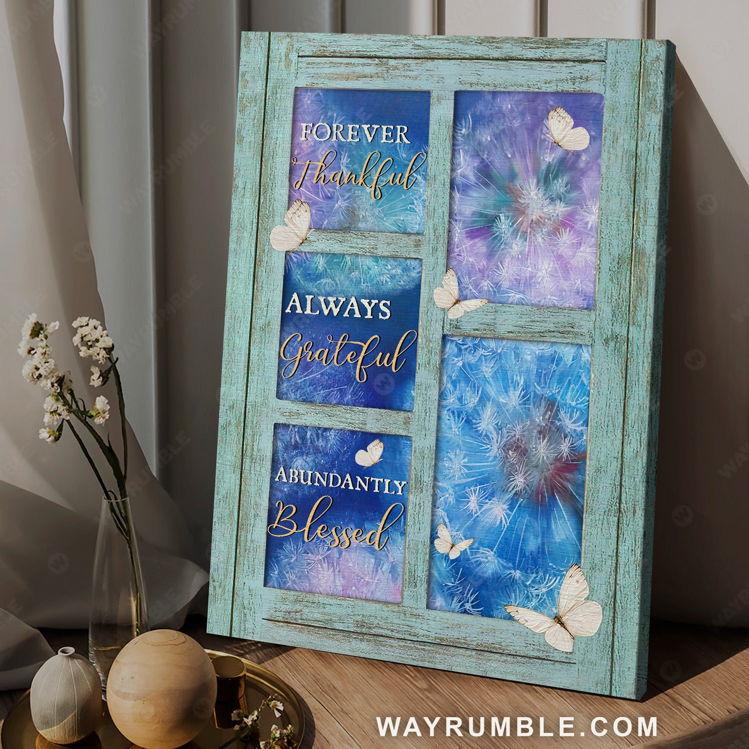 Magic dandelion, White butterfly, Forever thankful, Always grateful - Jesus Portrait Canvas Prints, Home Decor Wall Art