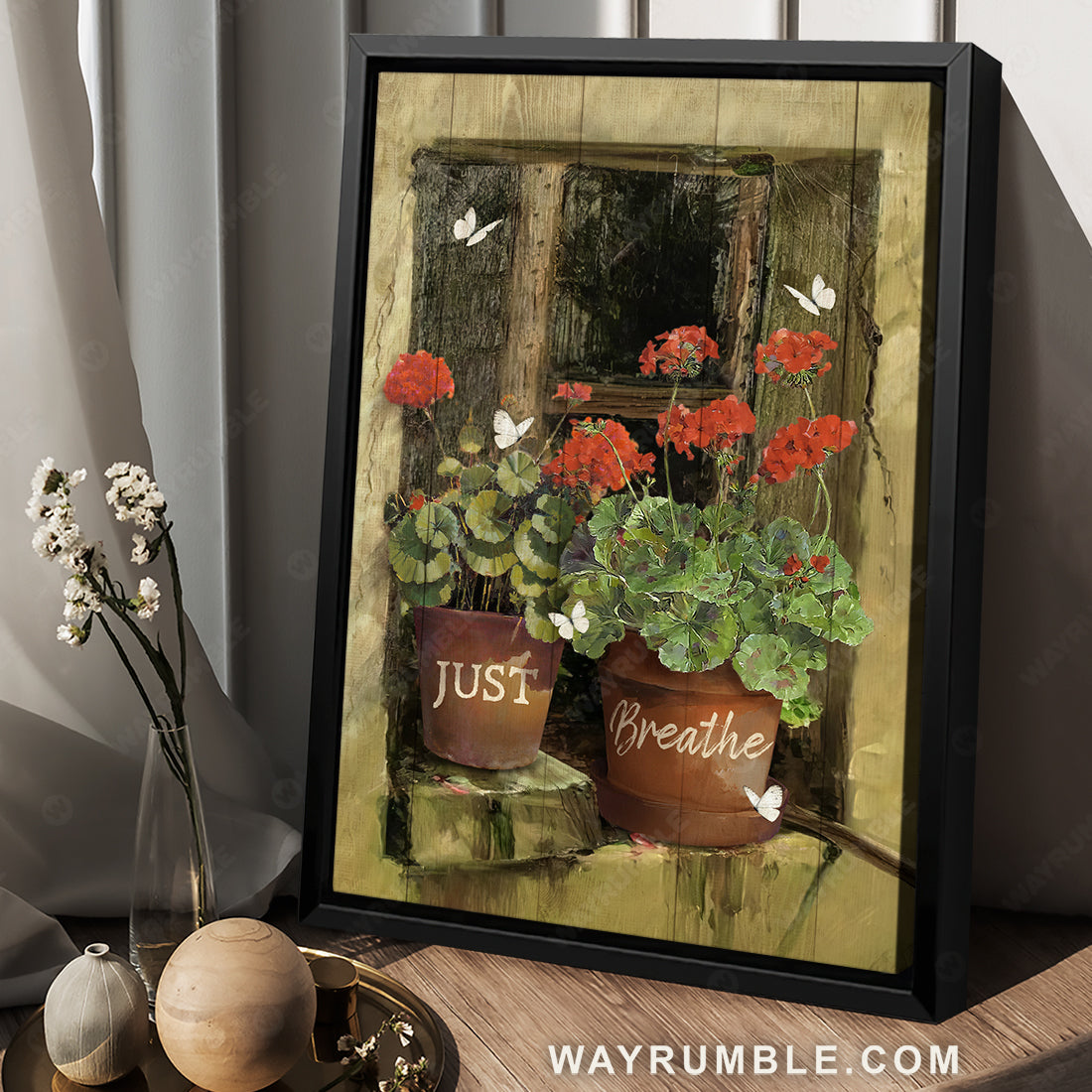 Red hibiscus flower, Old garden, Pretty butterfly, Just breathe - Jesus Portrait Canvas Prints, Christian Wall Art