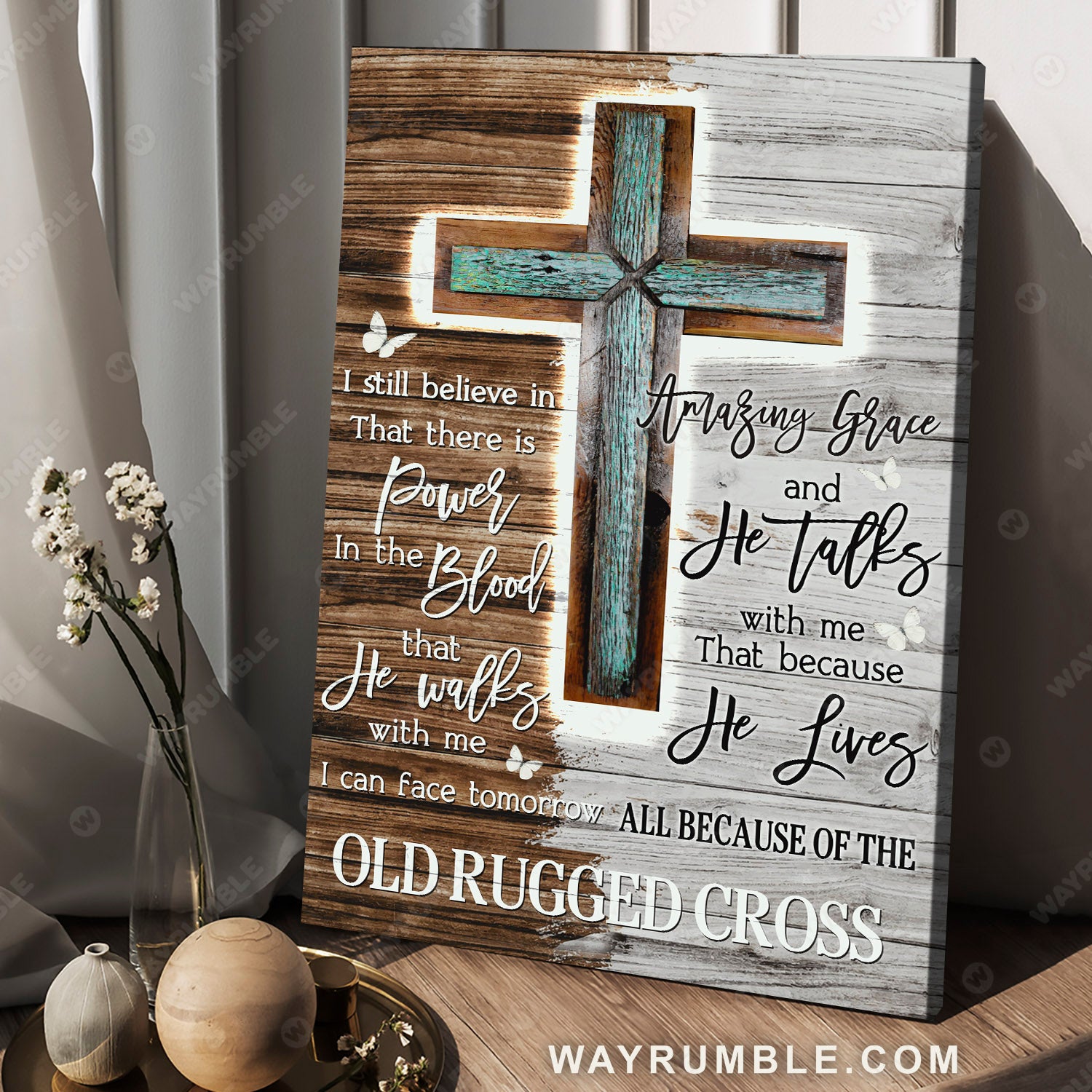 The wooden cross, The old rugged cross, Beautiful cross - Jesus Portrait Canvas Prints, Christian Wall Art