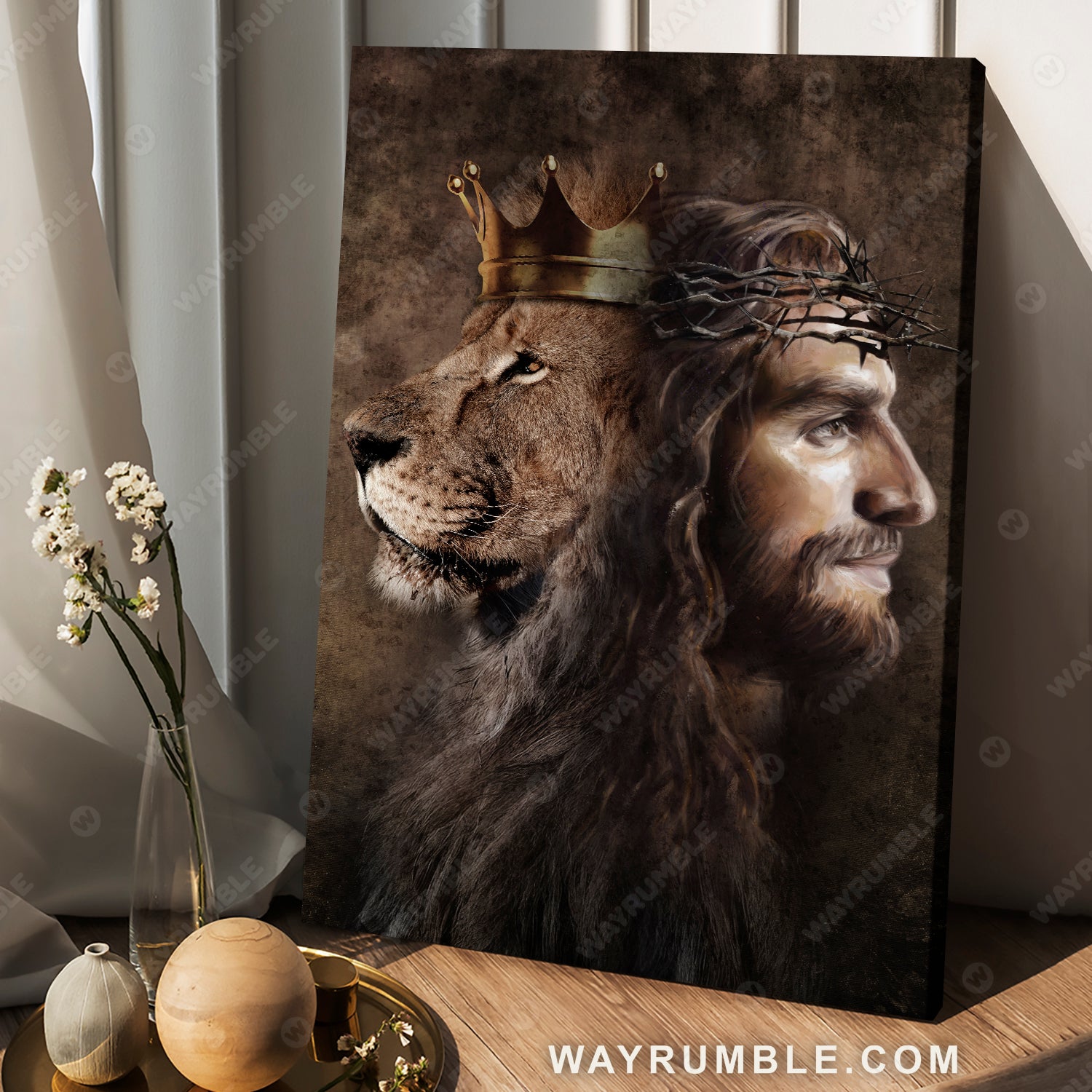 Jesus painting, Lion of Judah, The King of all Kings - Jesus Portrait Canvas Prints, Christian Wall Art