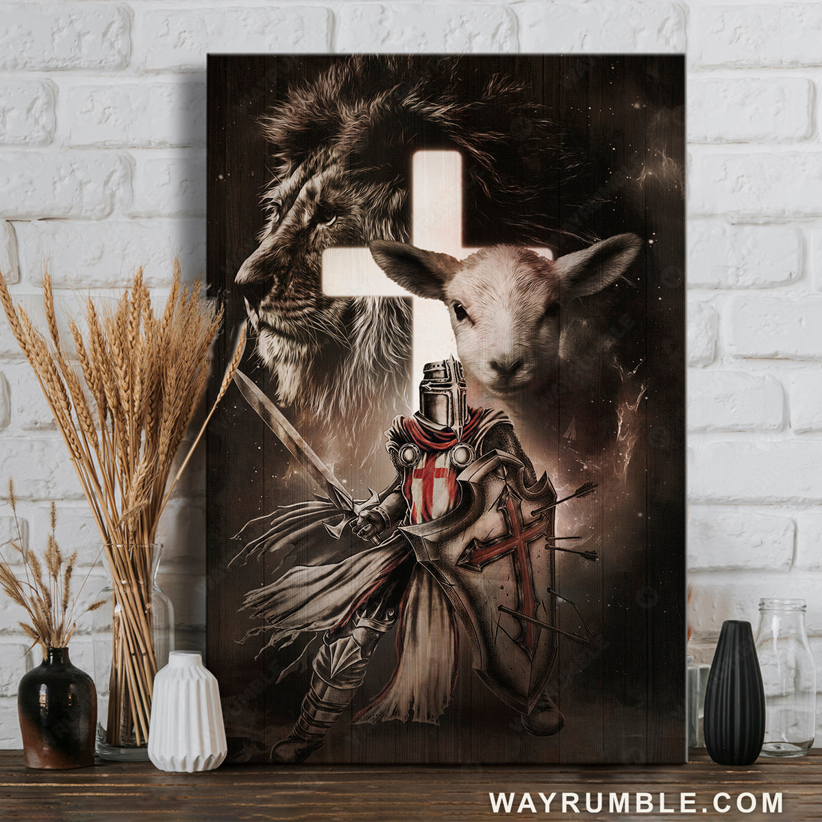 Warrior of God, Lion of Judah, Lamb of God - Jesus Portrait Canvas Prints, Wall Art