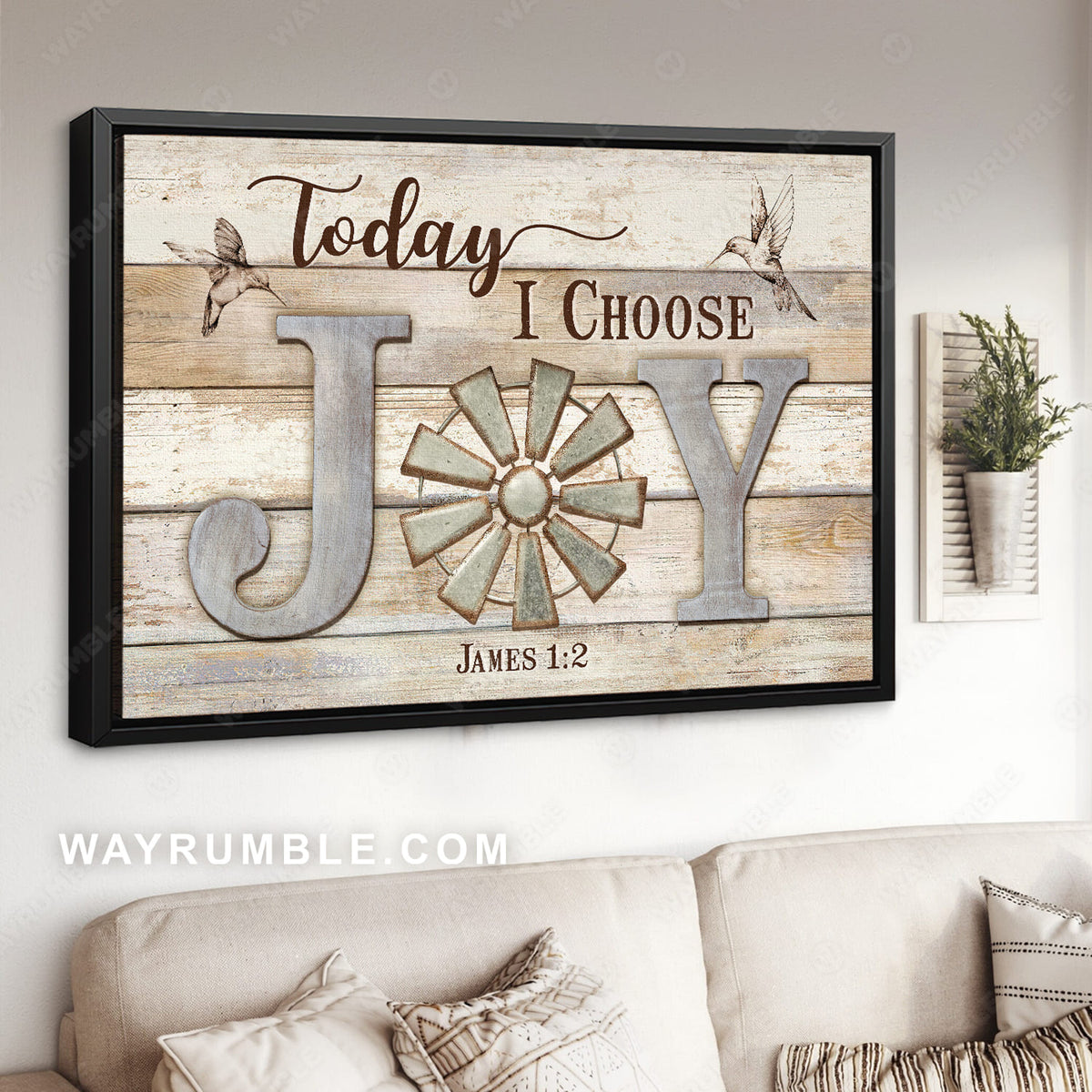 White hummingbird, Windmill symbol, Jesus drawing, Today I choose joy - Jesus Landscape Canvas Prints, Christian Wall Art