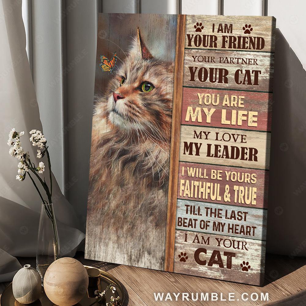 Pretty cat, Monarch butterfly, I am your friend, I am your cat - Jesus Portrait Canvas Prints, Christian Wall Art