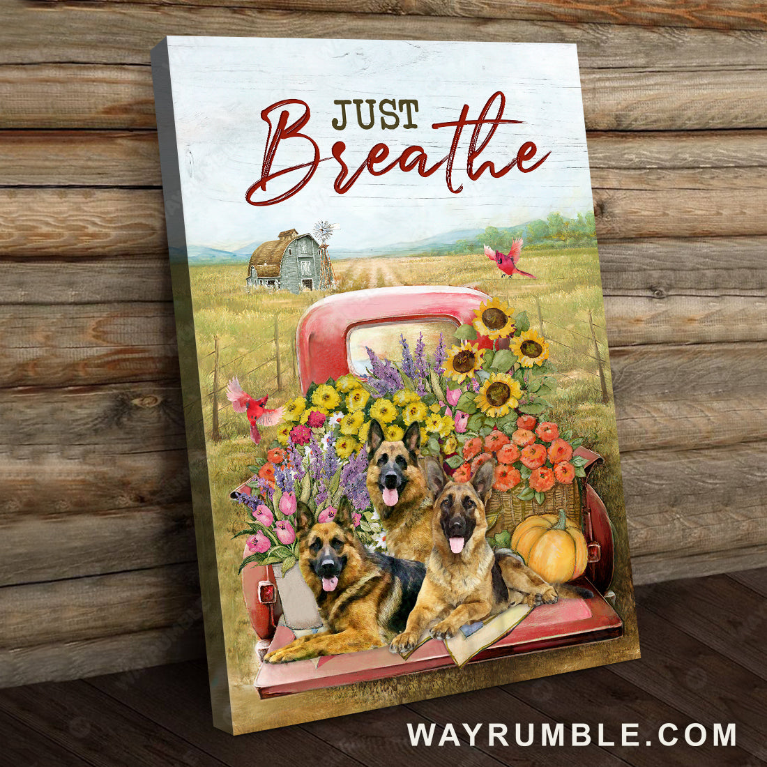 Brilliant flower, German shepherd dog, Green farm, Red cardinal, Just breathe - Jesus Portrait Canvas Prints, Christian Wall Art