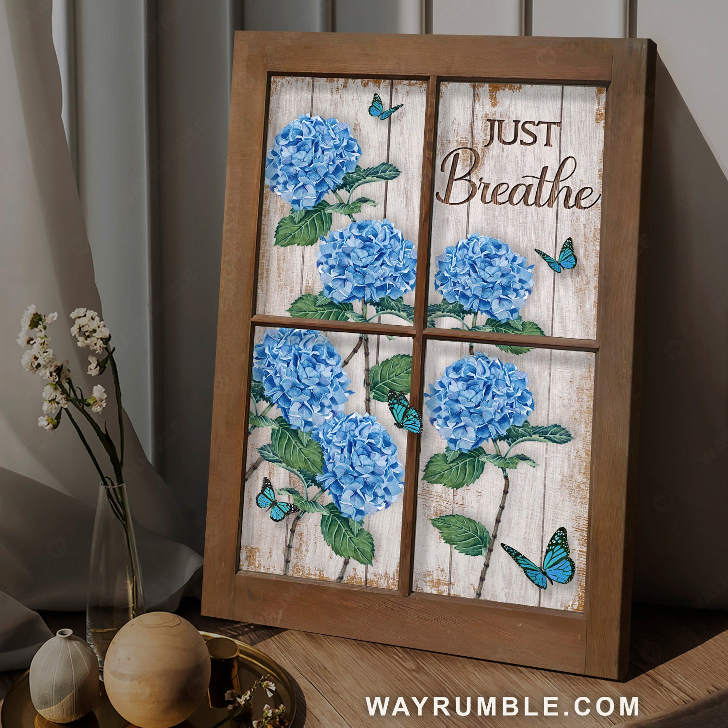 Beautiful hydrangeas, Blue flower, Monarch butterfly, Just breathe - Jesus Portrait Canvas Prints, Home Decor Wall Art