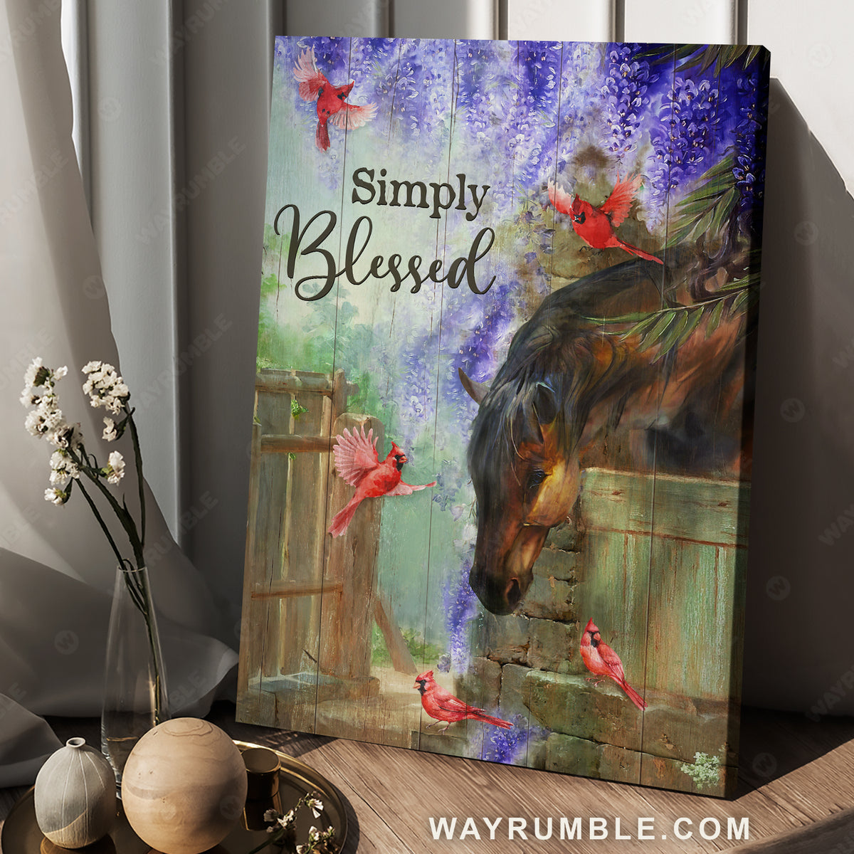 Dream horse, Wisteria flower, Red cardinal, Simply blessed - Jesus Portrait Canvas Prints, Christian Wall Art