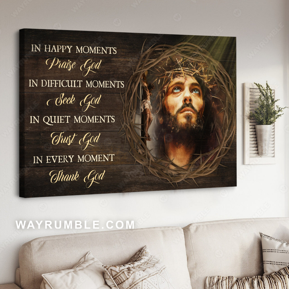 Crown of thorn, The face of Jesus, In every moment, Thank God - Jesus Landscape Canvas Prints, Christian Wall Art