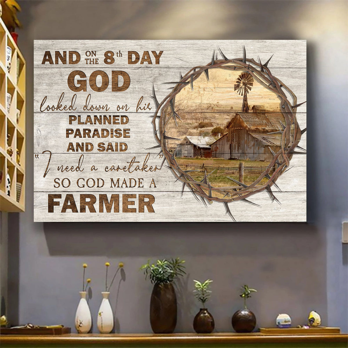Tranquil farm, God need a caretaker so he made a farmer - Jesus Landscape Canvas Prints, Wall Art