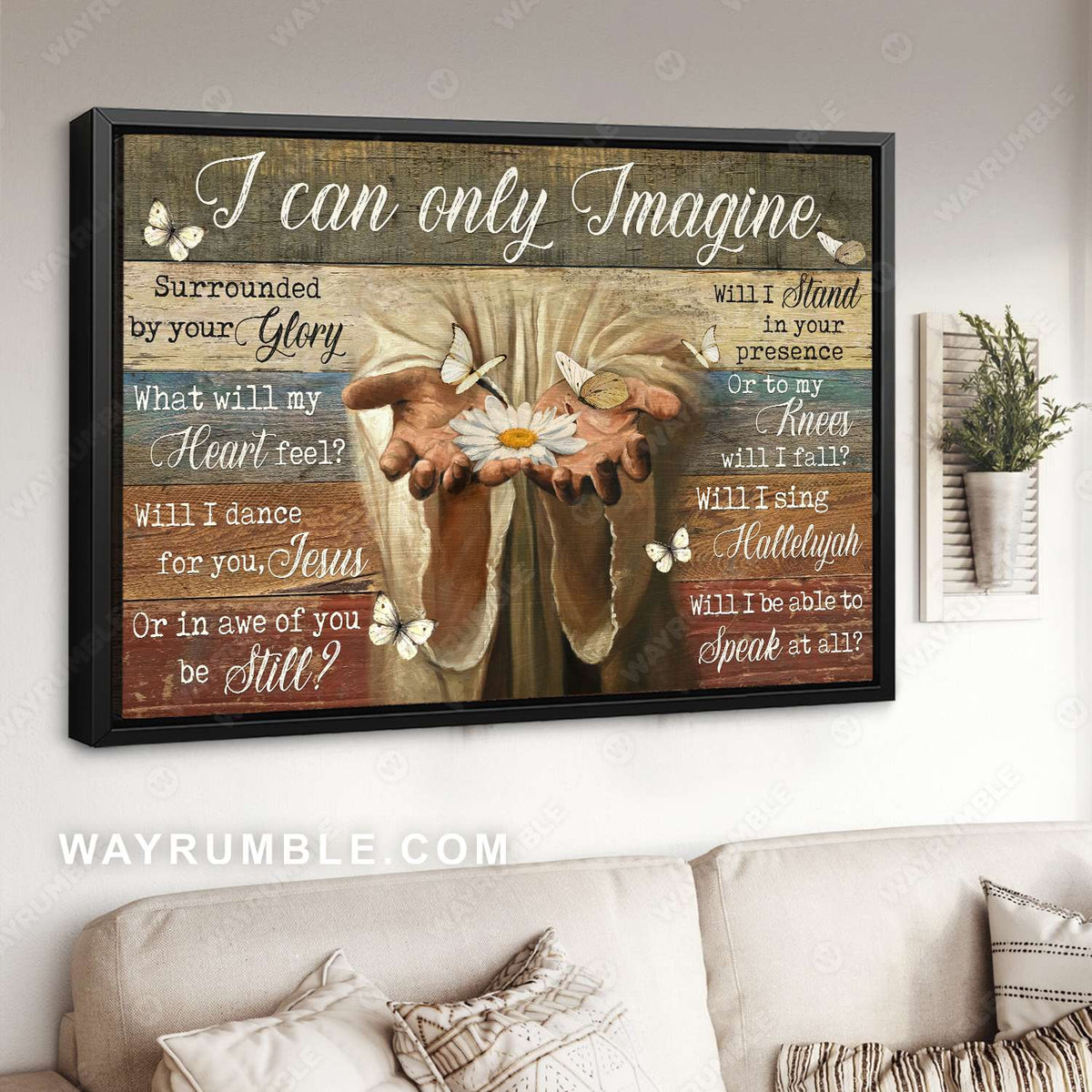 Jesus hands, White daisy, White butterfly, I can only imagine - Jesus Landscape Canvas Prints, Christian Wall Art