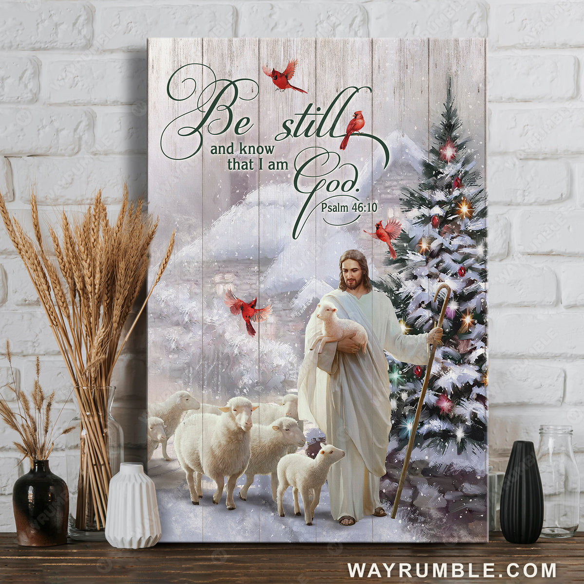 Christmas is coming, Lamb of God, Cardinal, Be still and know that I am God - Jesus Portrait Canvas Prints, Home Decor Wall Art