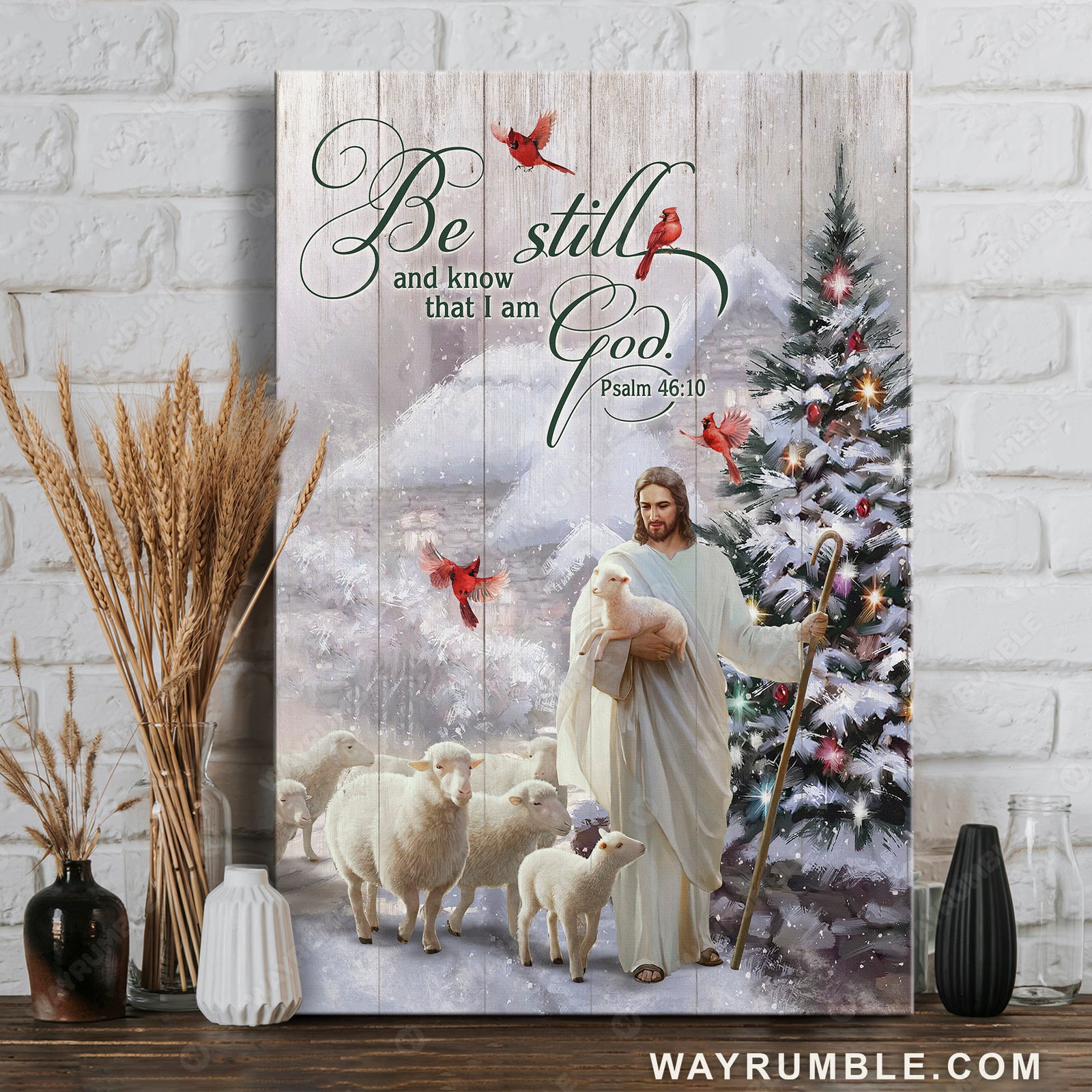 Christmas is coming, Lamb of God, Cardinal, Be still and know that I am God - Jesus Portrait Canvas Prints, Home Decor Wall Art