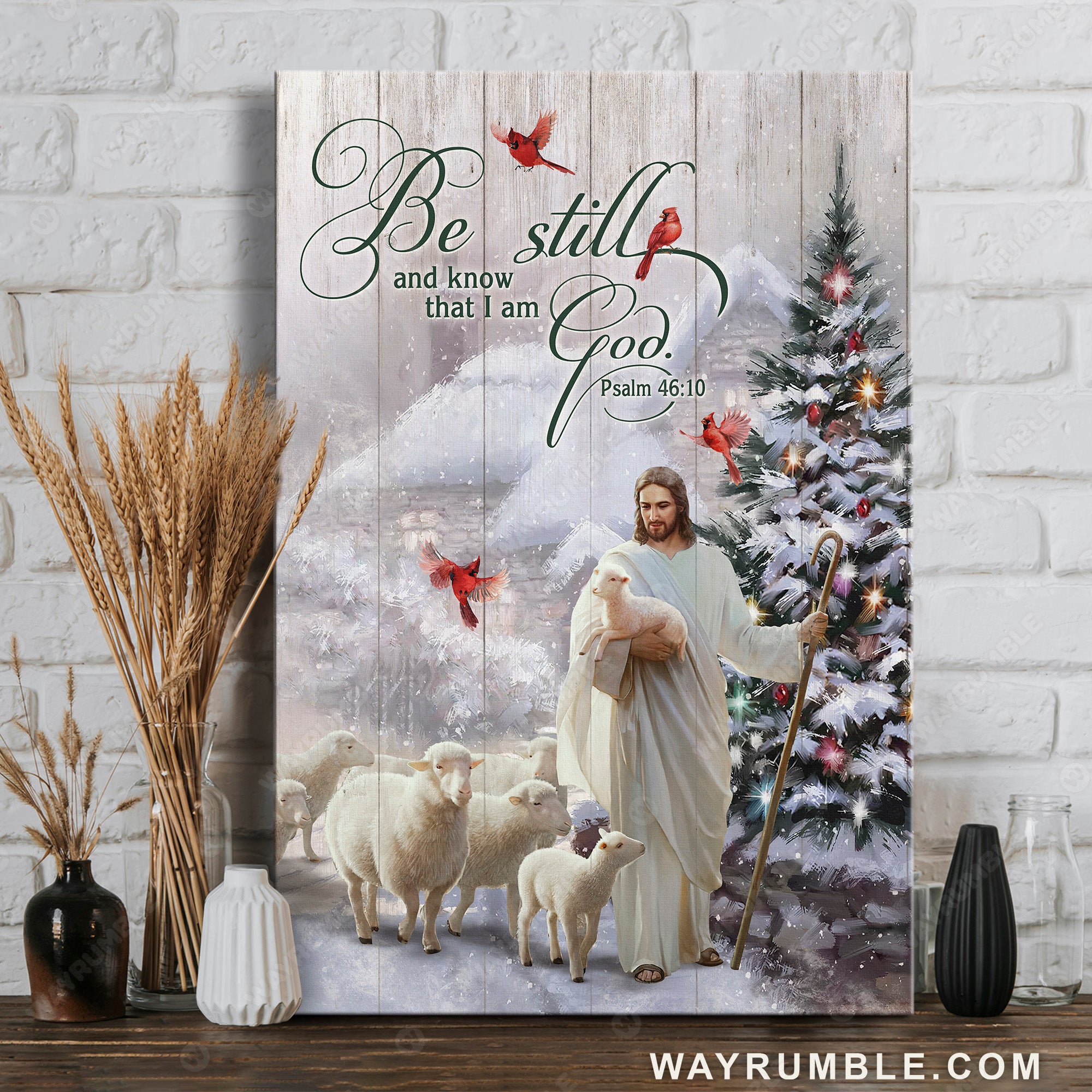 Christmas is coming, Lamb of God, Cardinal, Be still and know that I am God - Jesus Portrait Canvas Prints, Home Decor Wall Art
