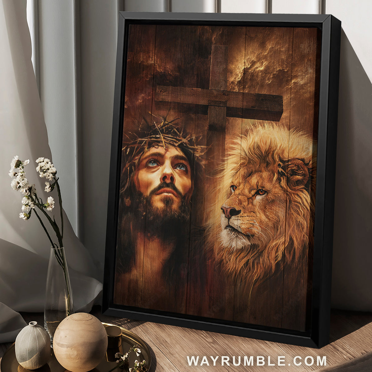 Awesome artwork, Face of Jesus, Lion of Judah, Stunning cross - Jesus Portrait Canvas Prints, Home Decor Wall Art