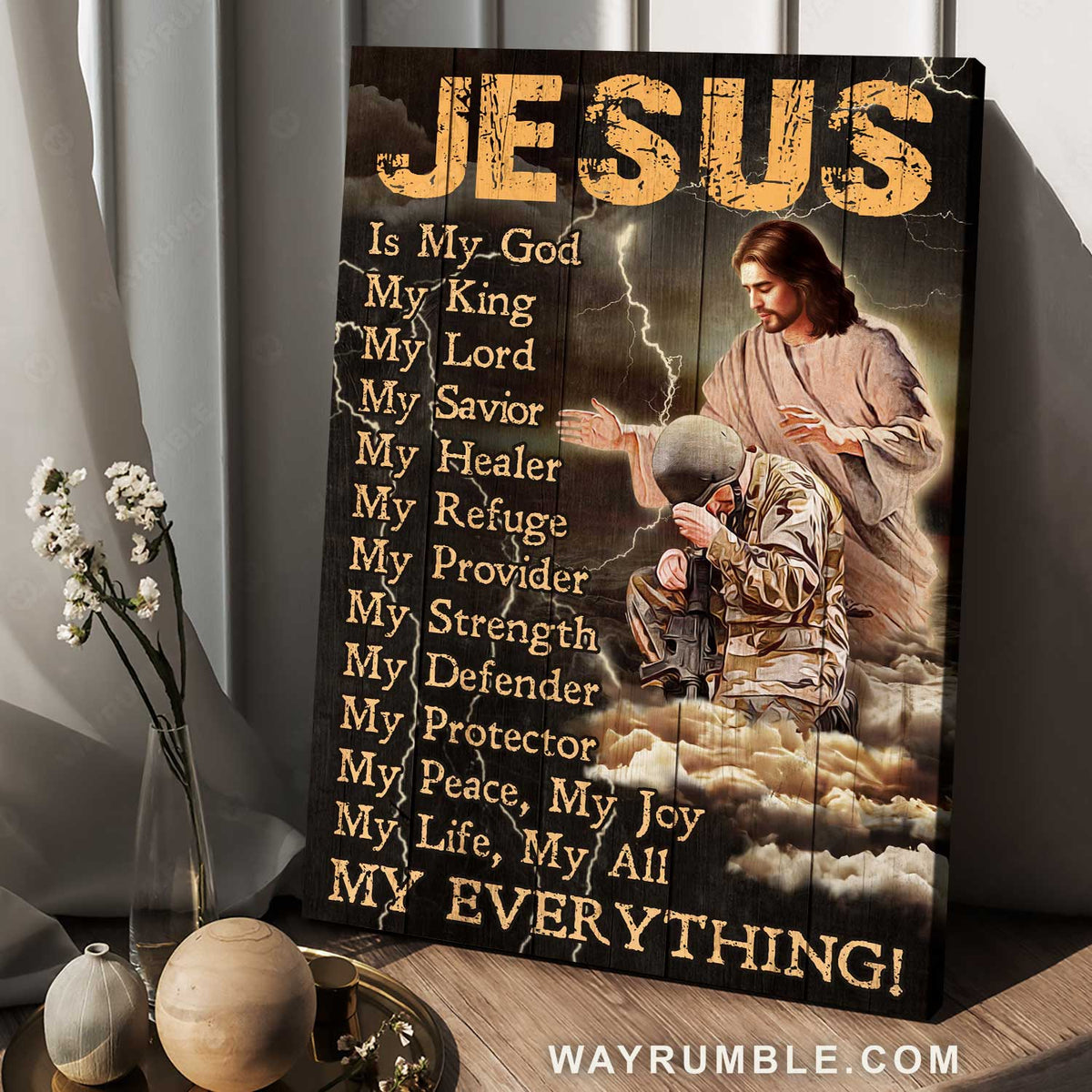 Soldier, Thunder, Jesus is my God - Jesus Portrait Canvas Prints, Wall Art