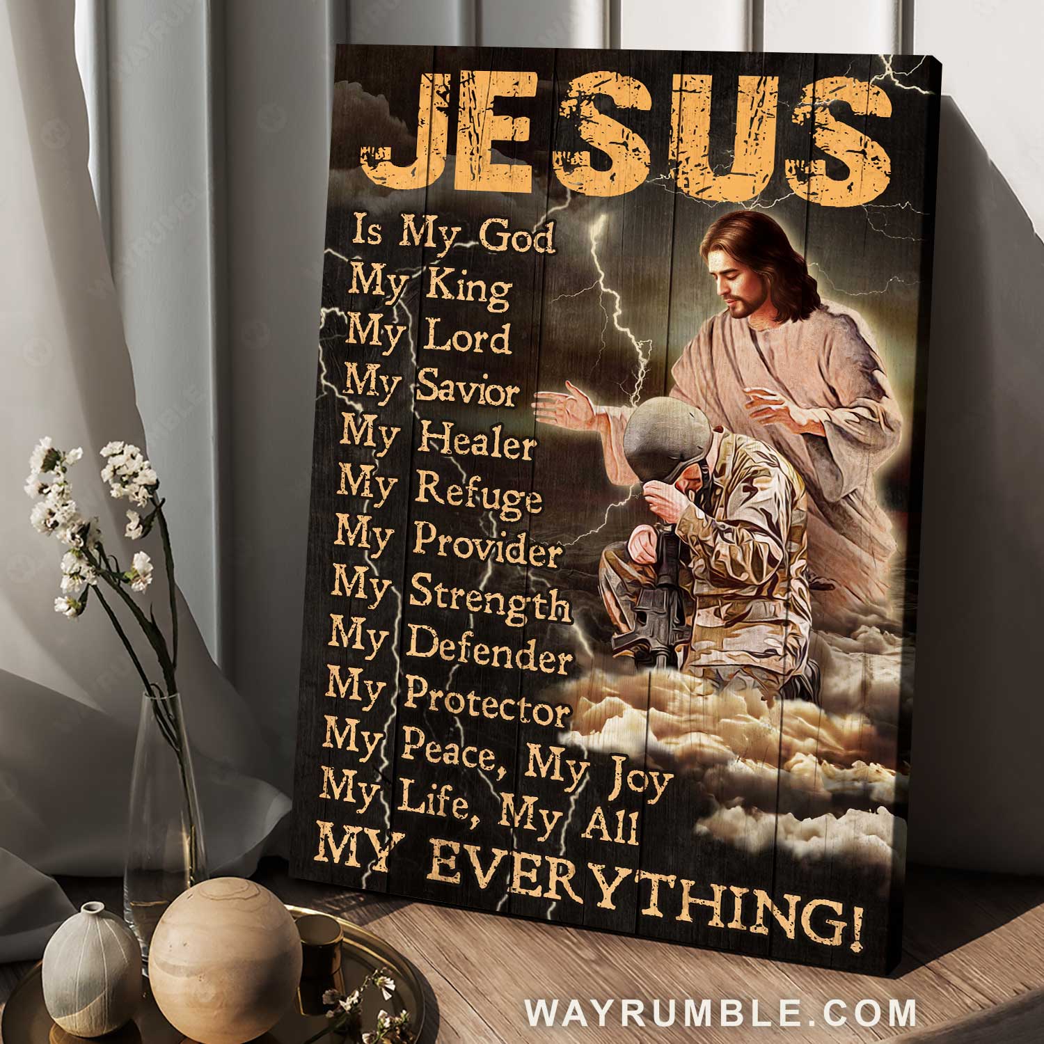 Soldier, Thunder, Jesus is my God - Jesus Portrait Canvas Prints, Wall Art