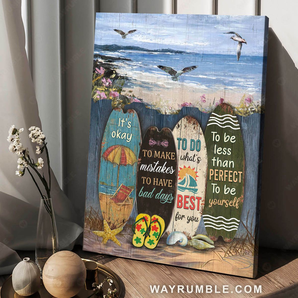 Beach scene, Gulls, Starfish, It&#39;s okay to make mistakes - Jesus Portrait Canvas Prints, Christian Wall Art