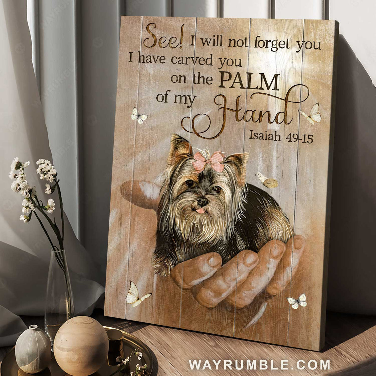 Little Yorkshire Terrier, Cute bow, White butterfly, I will not forget you - Dog Portrait Canvas Prints, Wall Art