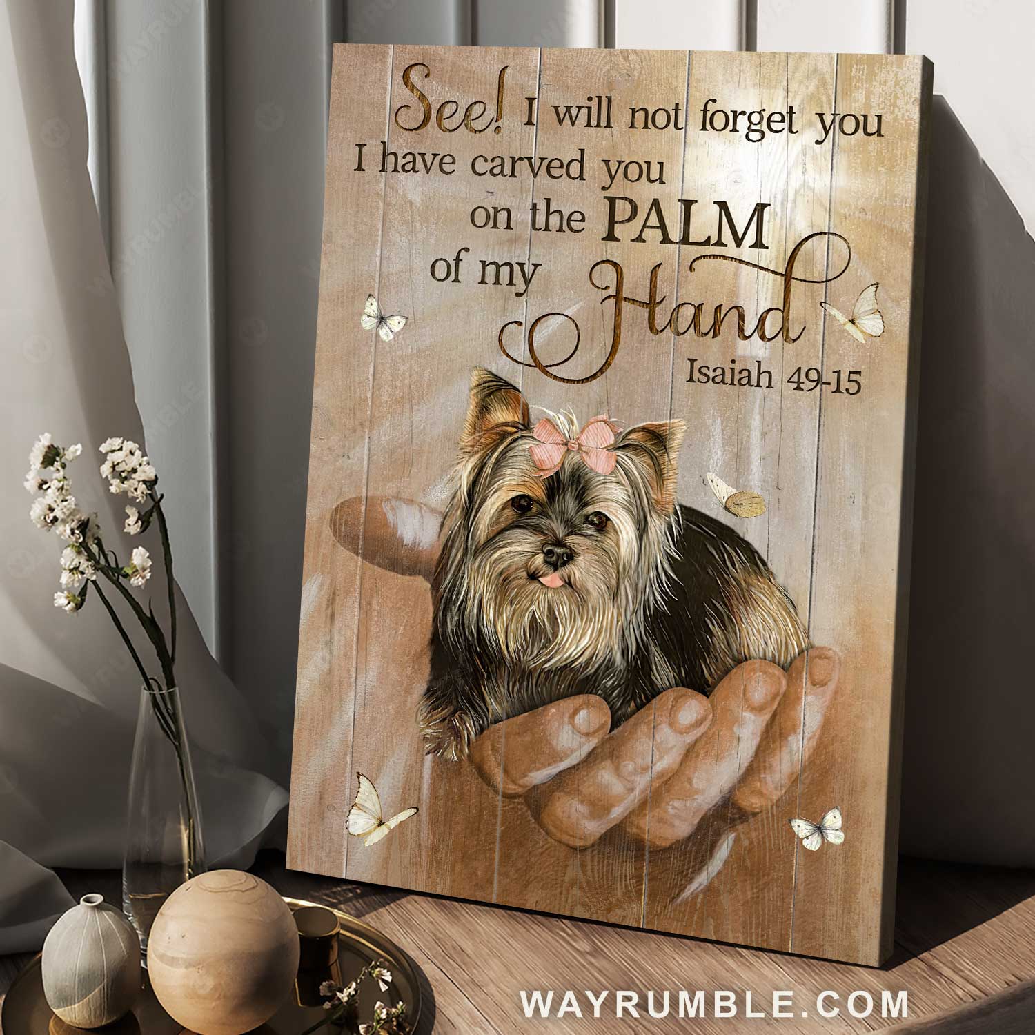 Little Yorkshire Terrier, Cute bow, White butterfly, I will not forget you - Dog Portrait Canvas Prints, Wall Art