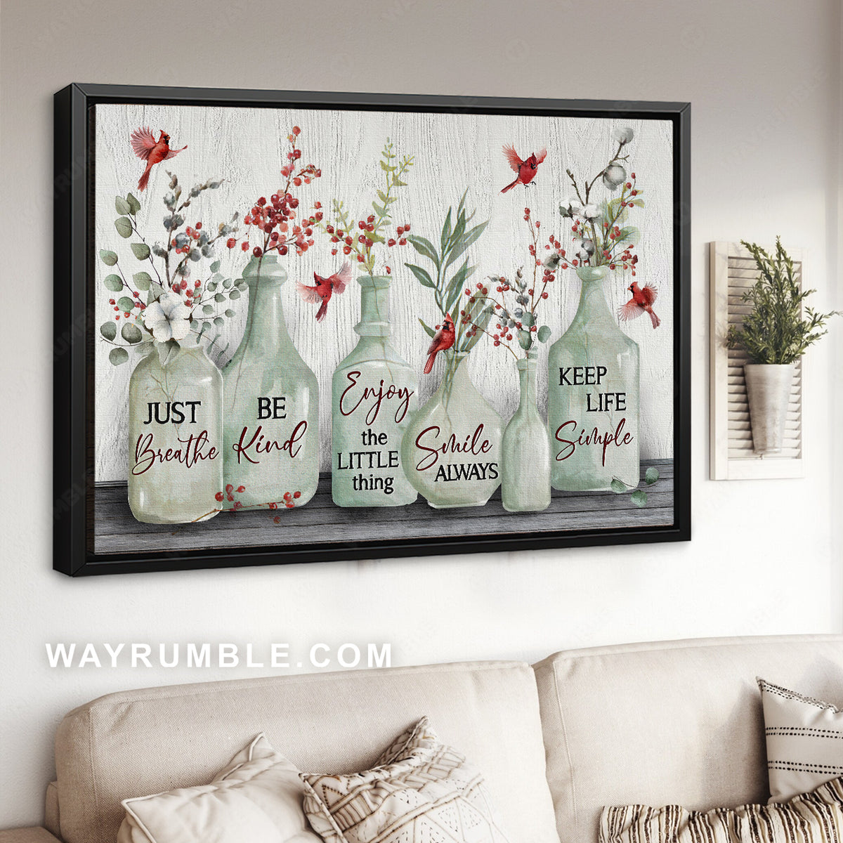 Red cranberry, Pretty cardinal, Crystal vase, Just breathe, Be kind - Jesus Landscape Canvas Prints, Christian Wall Art