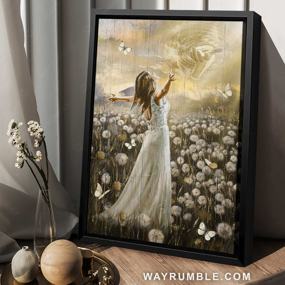 Walking with Jesus, Dandelion field, Jesus calls, Beautiful girl - Jesus Portrait Canvas Prints, Christian Wall Art