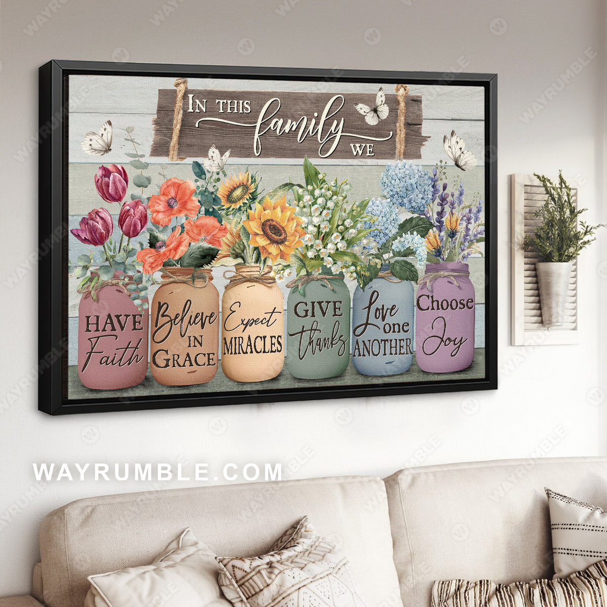 Beautiful flowers, Sunflower, Tulip, Hydrangea, Bell flower, In this family - Jesus Landscape Canvas Prints, Christian Wall Art